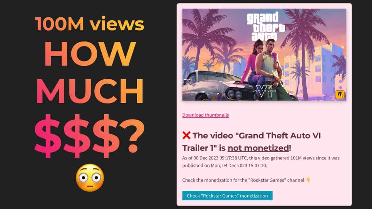 The gta 6 first trailer has become the 3rd most viewed video in 24